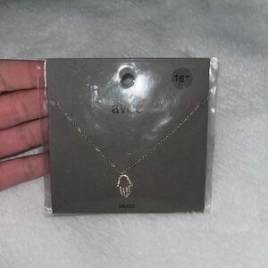 Brass Necklace with Hamsa Pendant